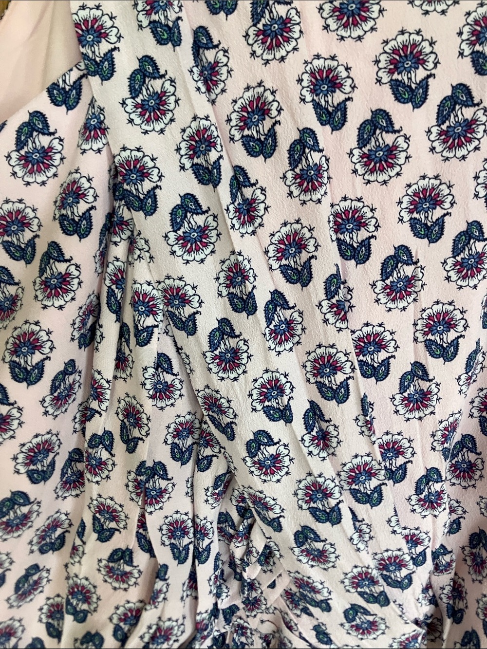 LOFT Floral Sleeveless Peplum Top — Light Pink & Navy, Size 14 - Picture 4 of 11
